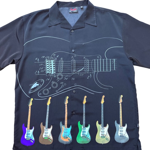 Fender Other - Vtg Fender The Collection by DaVinci Shirt Mens XL Black Guitar Blueprint